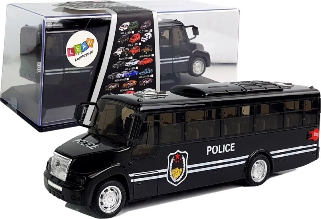 Autobus de police noir à friction avec son
