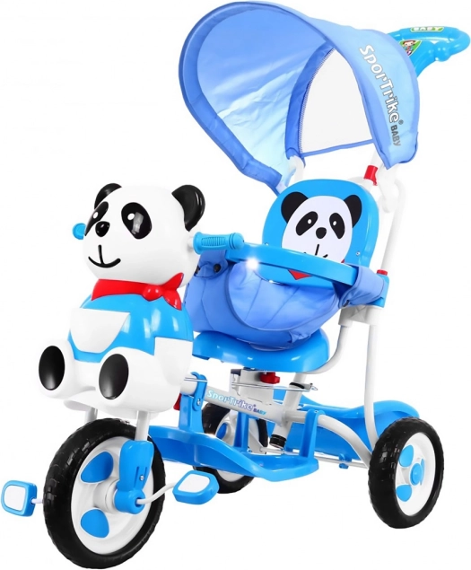 Children’s Tricycle Panda with Canopy and Parent Handle – Blue
