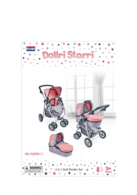 Kinderwagen für Puppen 3-in-1