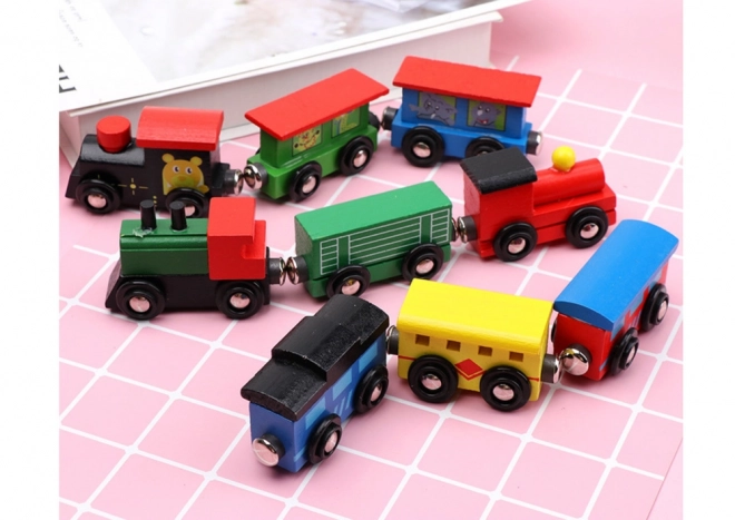 Set van houten locomotieven met magneet, 12 stuks