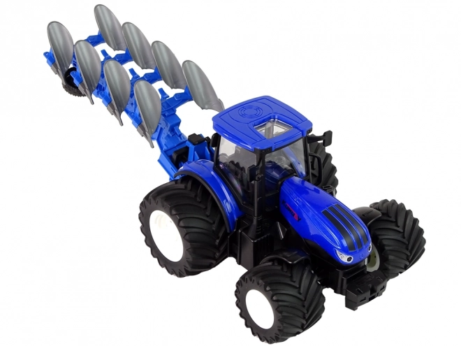 Afstandsbediening tractor 1:24 Blauw metalen ploeg