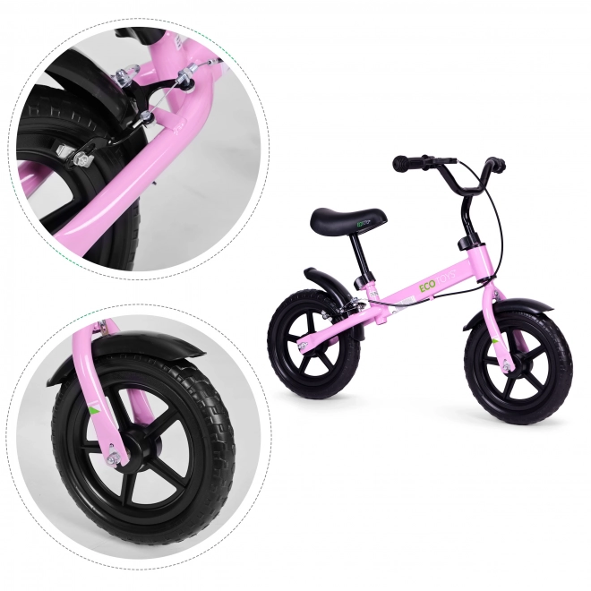 Ecotoys Vélo d'équilibre enfant avec frein roues EVA rose