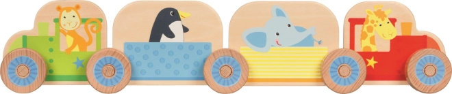 Jeu de construction en bois Mon petit train avec des animaux