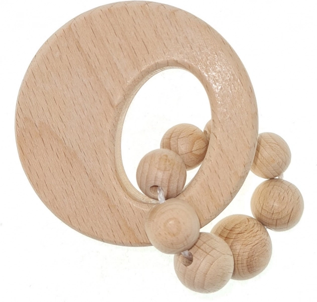 Hess round natural rattle with beaded ring