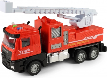Fire truck with light and sound, friction-powered, 25 cm