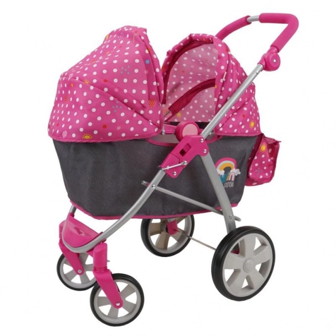 Poppenwagen met stippen en verstelbare handgreep