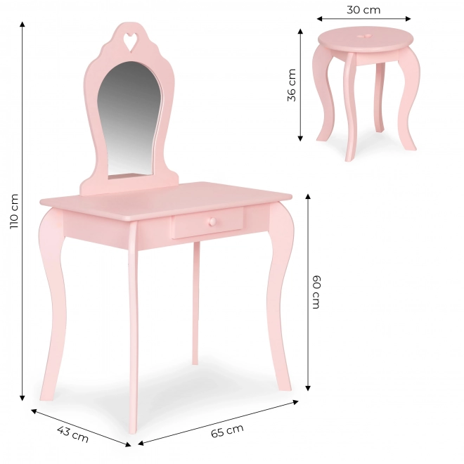 Grande coiffeuse pour enfant avec miroir pour fille