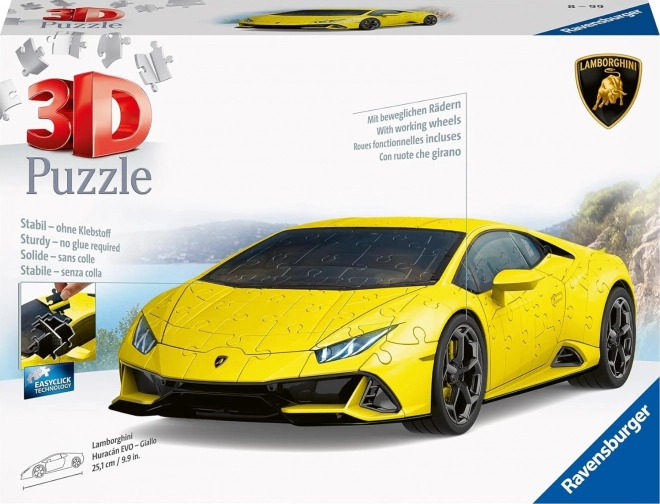 3D puzzle model Lamborghini Huracán Evo yellow by Ravensburger
