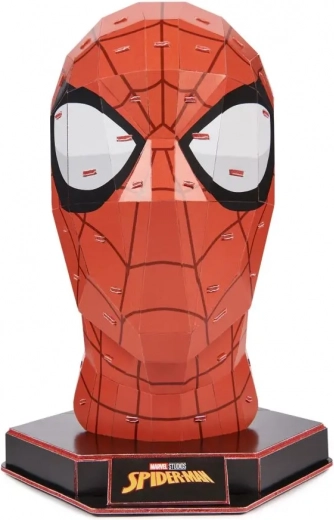 Modèle en papier 3D de la tête de SPIDER-MAN sur socle – 4D Build sans colle