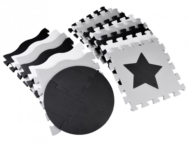 Contrasterende schuim puzzelmat met vormen