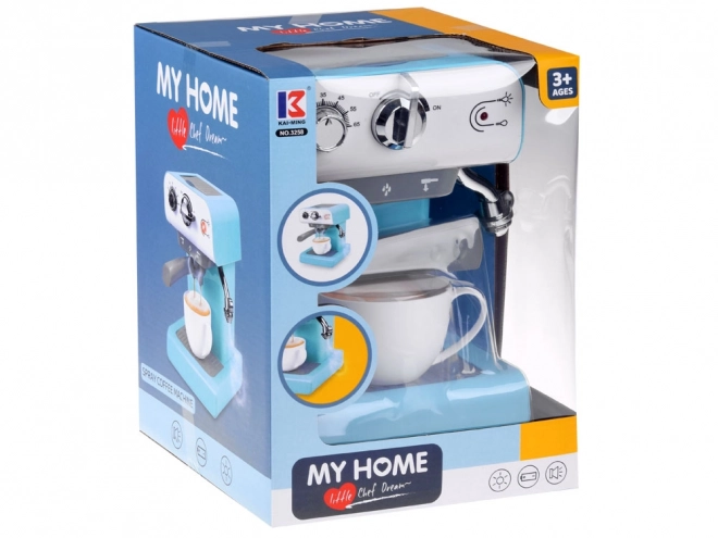 Machine à café à levier pour enfants My Home avec tasse Bleu-blanc