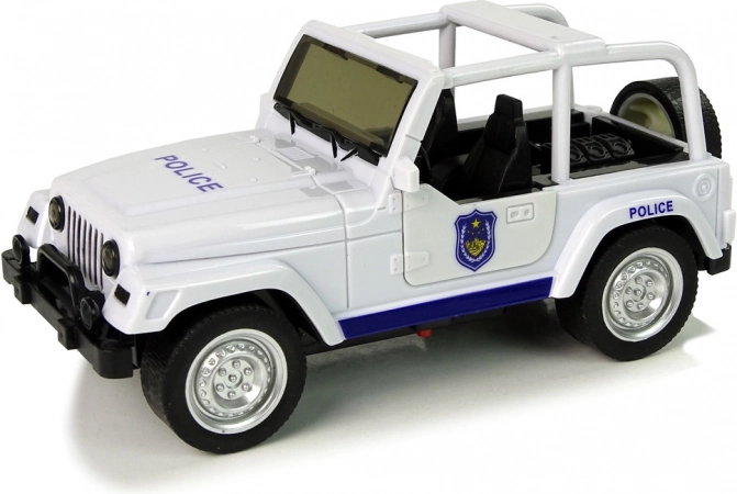 white off-road police car with effects and pull-back drive