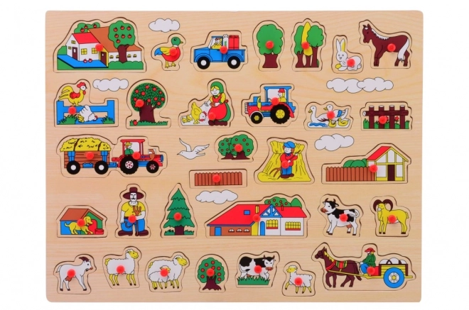 Houten puzzel met grote handgrepen