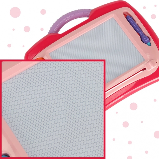 Magnetische Zeichentafel für Kinder mit Stempeln rosa XL