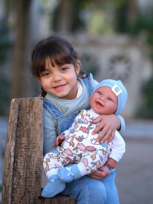Llorens 84481 NEW BORN 2 in 1 - realistische babypop met geluiden en zacht stoffen lichaam - 44 cm