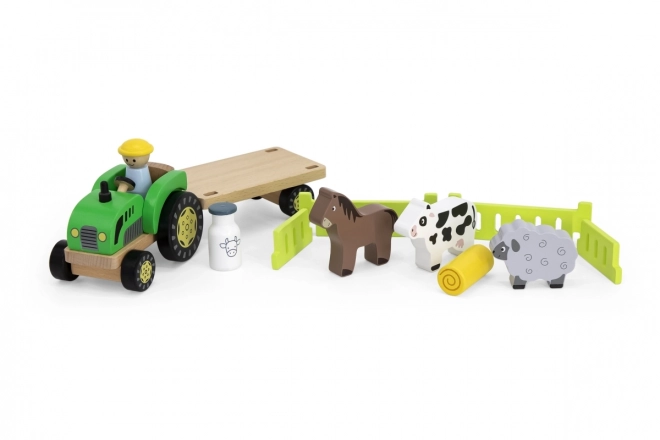 Houten tractor met diertjes