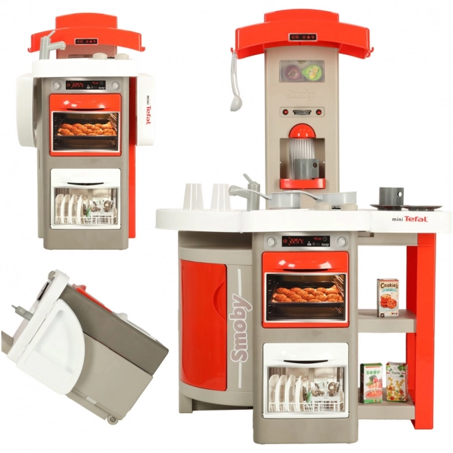 Kinderen elektronische plastic keuken met geluid inklapbaar rood + accessoires
