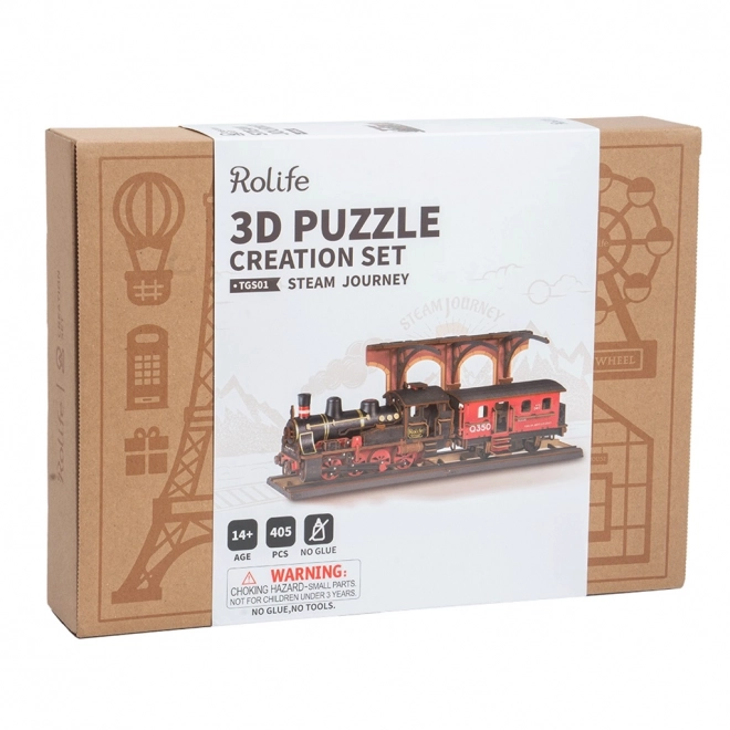 RoboTime 3D houten puzzel Vintage stoomlocomotief
