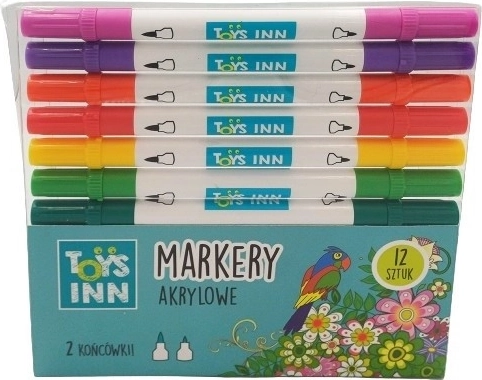 Marqueurs acryliques à double pointe, set de 12 pièces