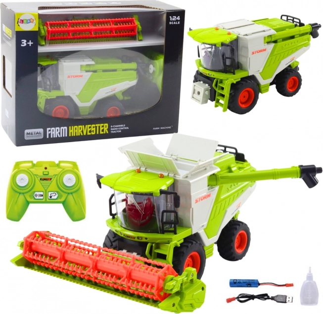 RC maaidorser 1:24 met maaibord, verlichting, geluiden en rookeffect 2.4 GHz