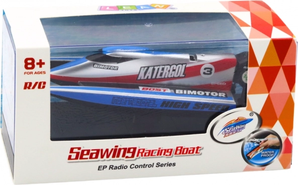 Remote Controlled Motorboat, Blue-Silver, 14 cm