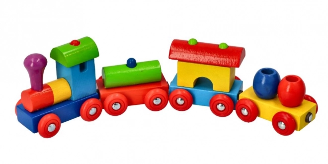 Goki gekleurde houten trein met magnetische wagons