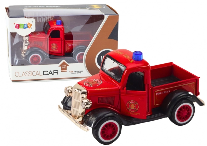 Klassieke brandweerauto 1:36 Rijdende lampen geluiden rood