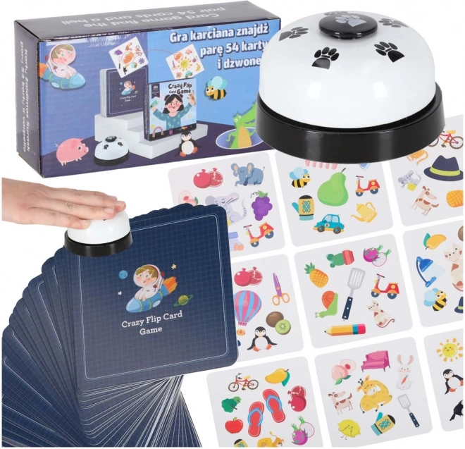Jeu de cartes Trouver la paire avec 54 cartes et une cloche