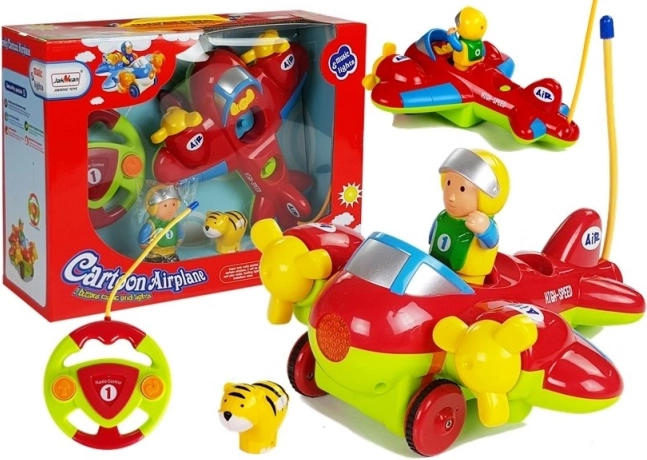 Musical remote-controlled airplane with steering wheel