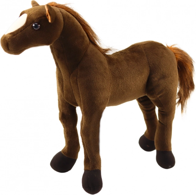 Dark brown plush horse 40 × 37 cm
