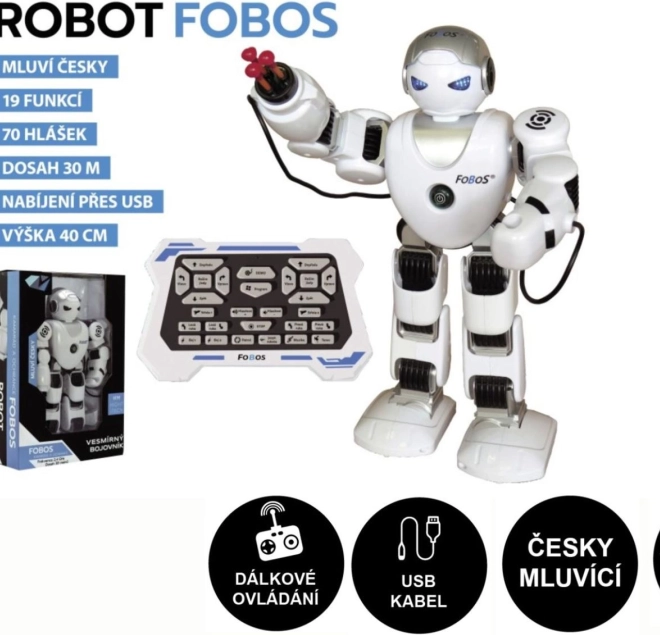 FOBOS Interactive Robot 40 cm, speaks Czech, with remote control and USB charging