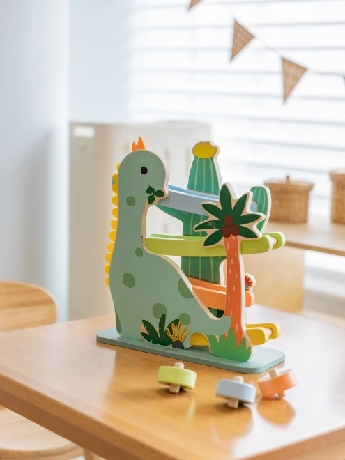Klassieke houten dinosaurusbaan