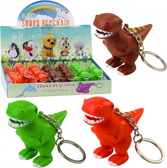 Dinosaur keychain with LED light and sound