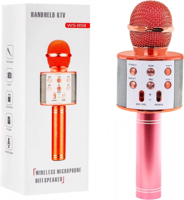 Micro de karaoké avec haut-parleur – Or rose