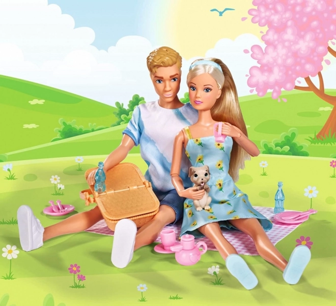 Poppen Steffi en Kevin op picknick