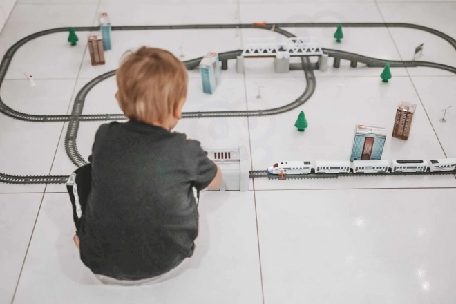 Elektrische treinen set Woopie met brug en tunnel