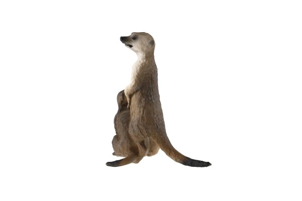 Suricata met jong zooted plastic 8cm donkerbruin in zakje