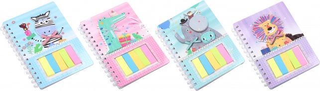 Notitieblok met dieren 12,1 × 18,5 cm, 60 vellen + stickers