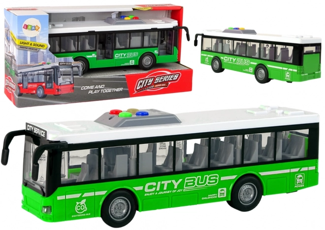 Interactieve groene bus op batterijen met frictieaandrijving 1:16 – Groen