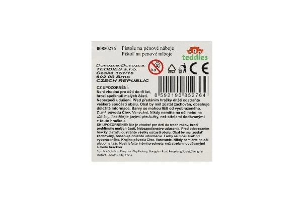 Pistool prop 17cm plastic + munitie 12st + doelwit 2st op kaart