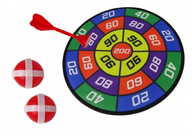 Geschicklichkeitsspiel Dart mit Zielscheibe und Klettverschlussbällen