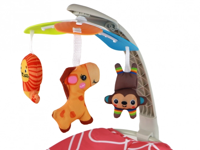 Kinder schommelstoel 2 in 1 Stoeltje Geluiden Vibratie Giraffe – roze