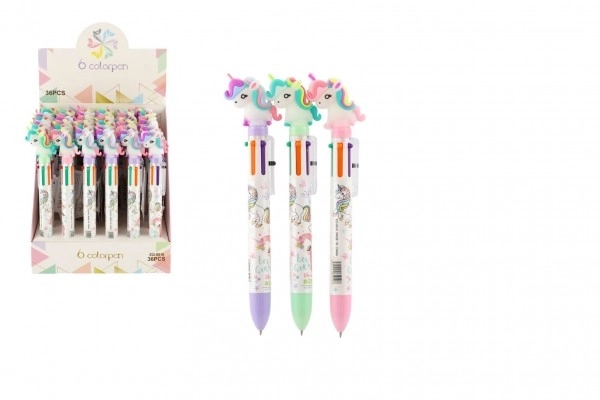 Pen met eenhoornmotief met 6 kleuren