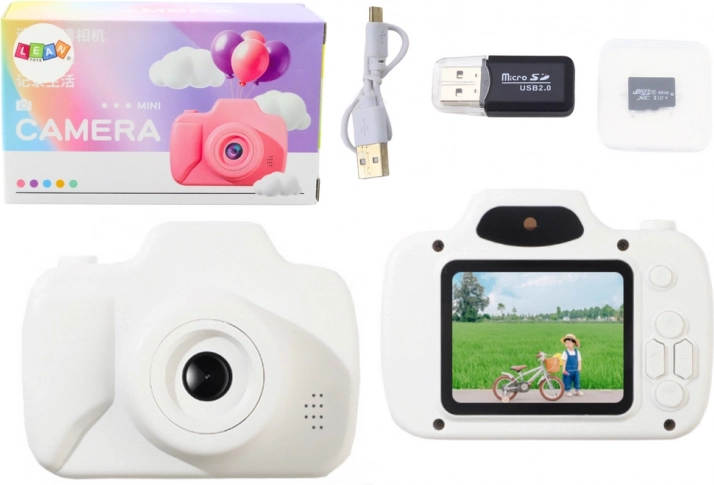 Appareil photo pour enfants Enregistrement photo Carte mémoire de jeu 64 Go blanc