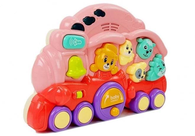 Interaktive rosa Lokomotive mit Tieren und Lichteffekten