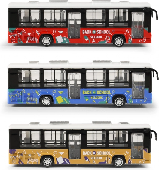 Metal bus with opening doors