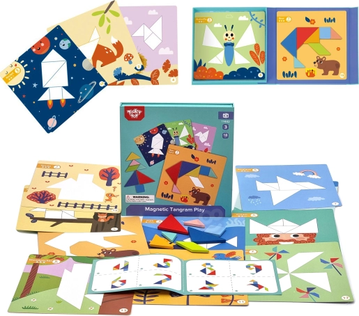 Magnetic tangram puzzle for kids, 18 pieces TOOKY TOY