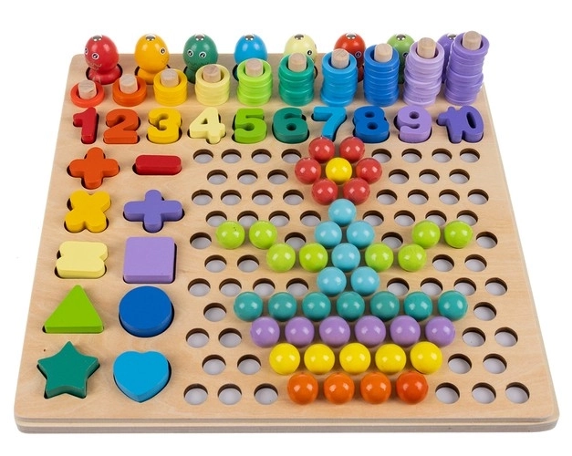 Houten mozaïek puzzel met balletjes
