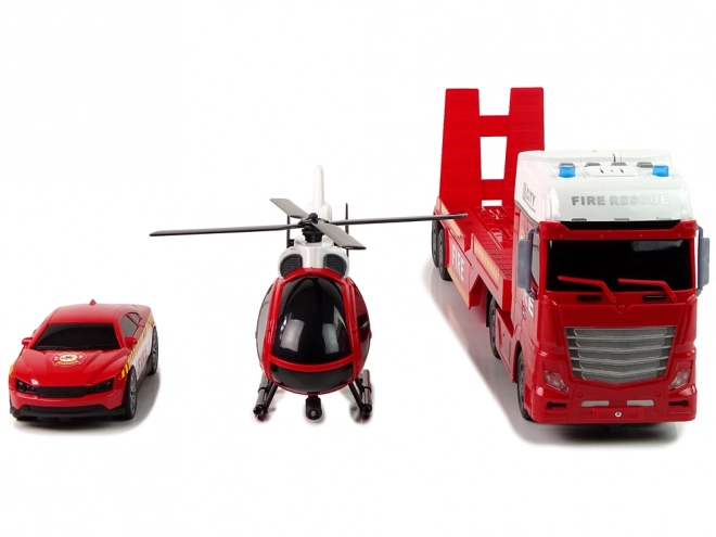 Brandweerset Vrachtwagen Vrachtwagen Helikopter Geluid Licht Rood