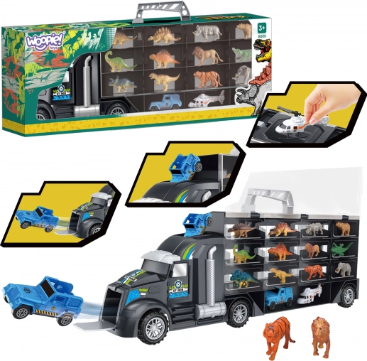 Woopie vrachtwagen-transporter met dinosaurussen en dieren 3-in-1